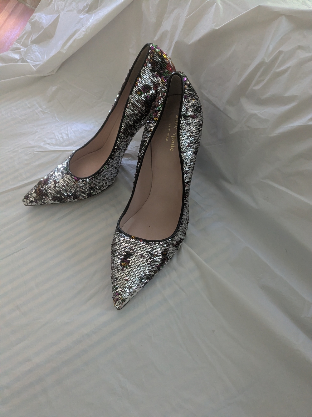 Kate Spade  Sequin Pointed-Toe Stiletto Pumps with Iridescent Accents